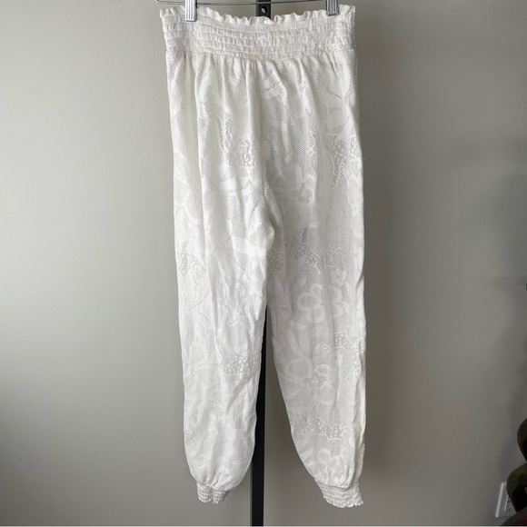 Aerie Crochet Tassel High Rise Jogger Boho Pant White Bohemian Coastal Swim - Picture 2 of 5